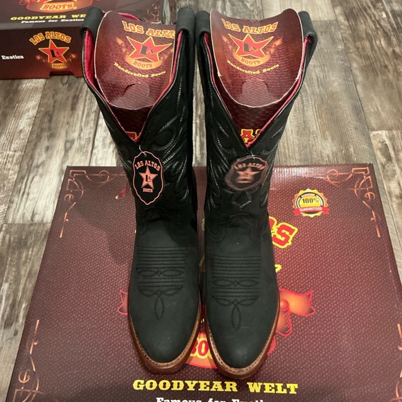 Los Altos Women’s Leather Black Cowboy Boots Size 6.5 - Picture 15 of 16